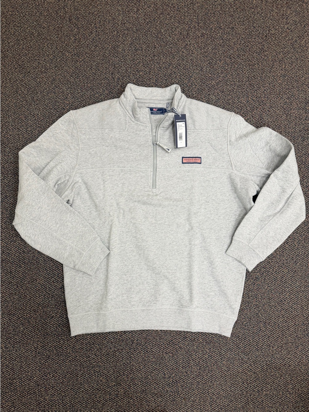 Vineyard Vines Collegiate Shep 1/4 Pullover. Gray Heather. Large. NWT.